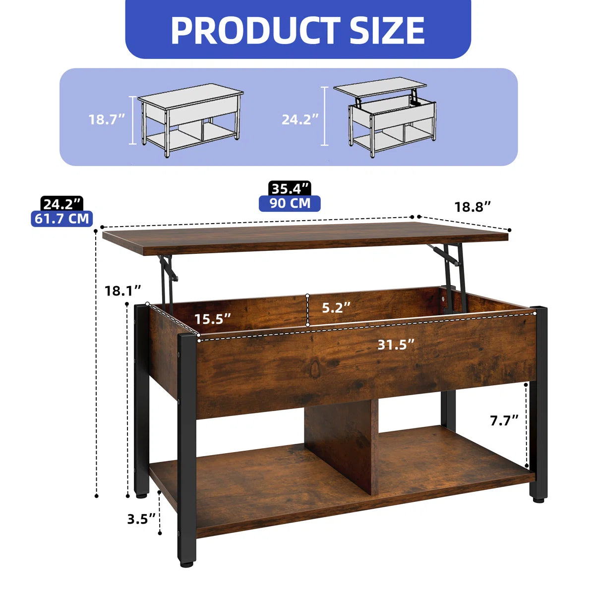 Lift Top Coffee Table With Metal Legs