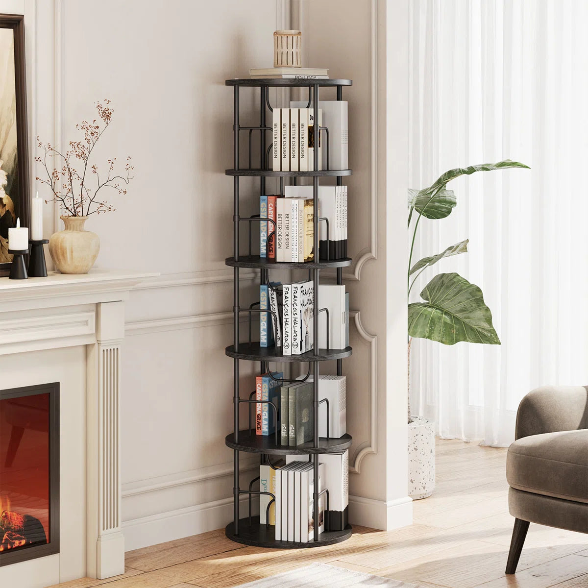 360° Spinning Bookcase Corner Storage Organizer