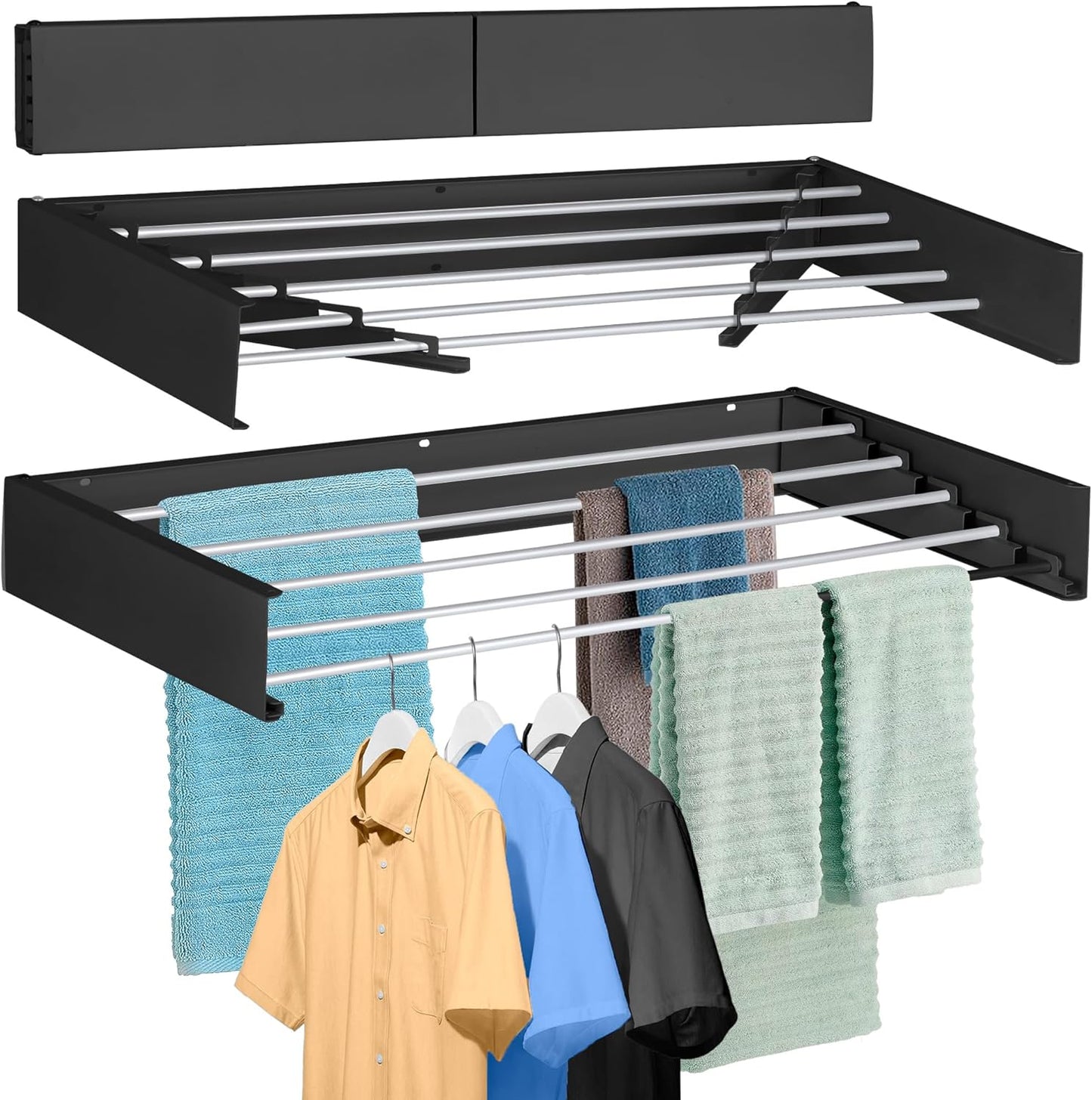 Wall Mounted Foldable Clothes Drying Rack 30.25", Foldable Towel Rack