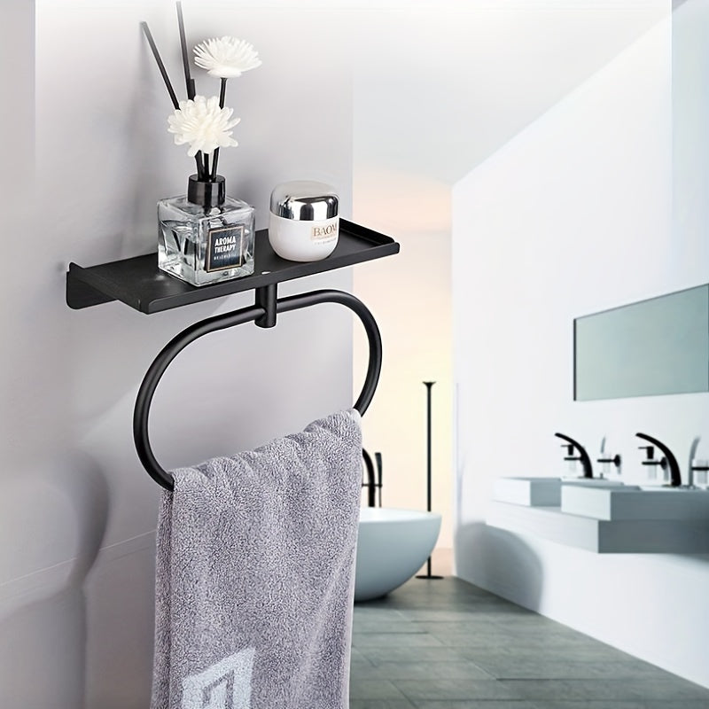 Stainless Steel Wall Mounted Metallic Towel Holder With Rack