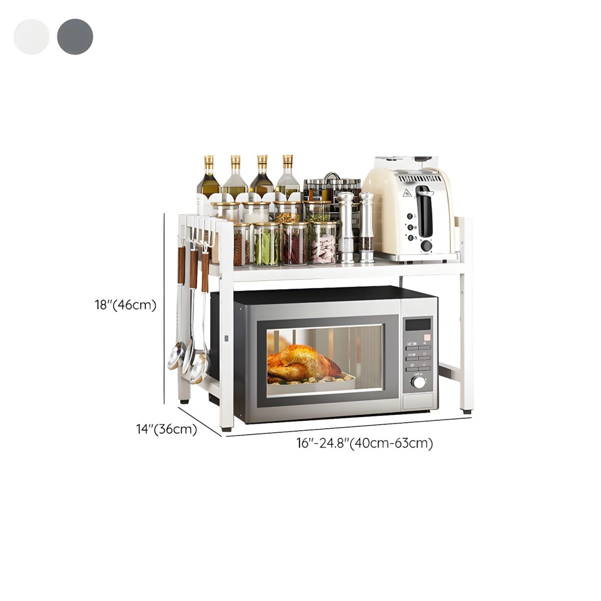 Expandable Microwave Stand 2-Tier with Utensil Holder