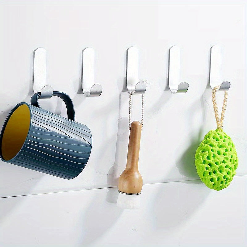 Stainless Steel Punch-Free Wall Mounted Hooks (Set Of 6)