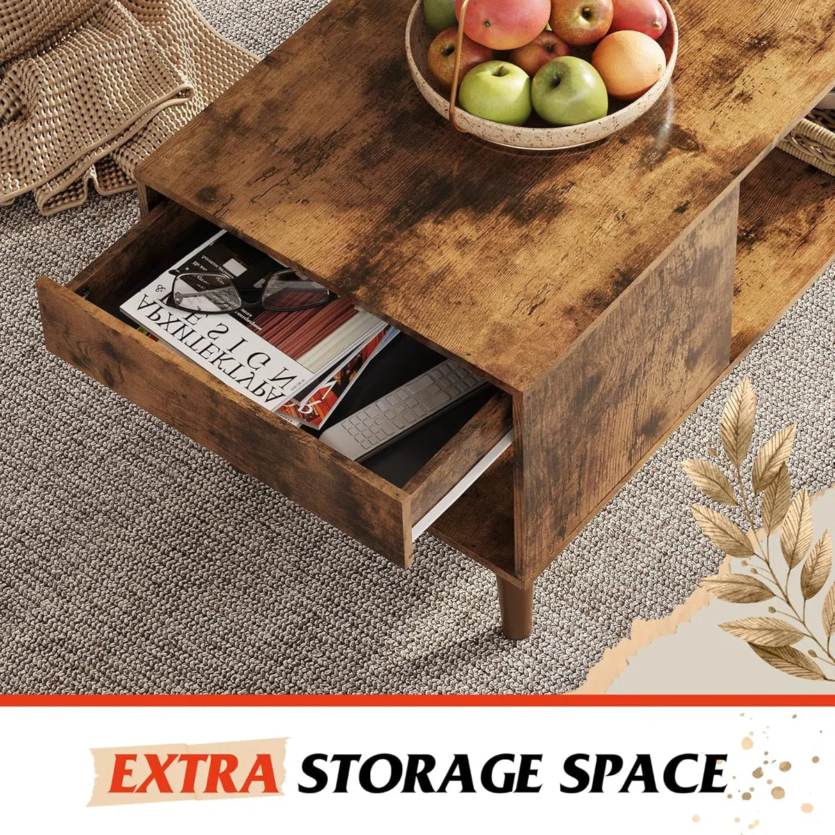 Modern Center Table With Open Storage Shelf