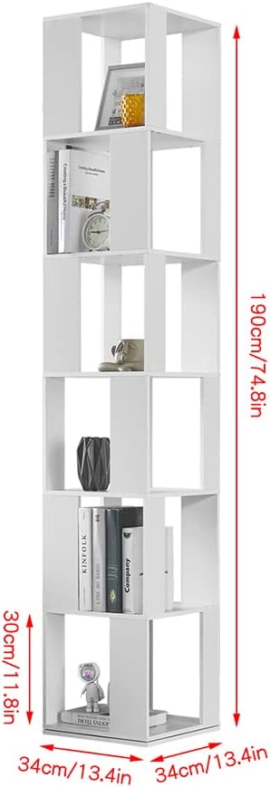 Bookcase 360° Rotating Bookshelf, Floor Standing Storage Rack