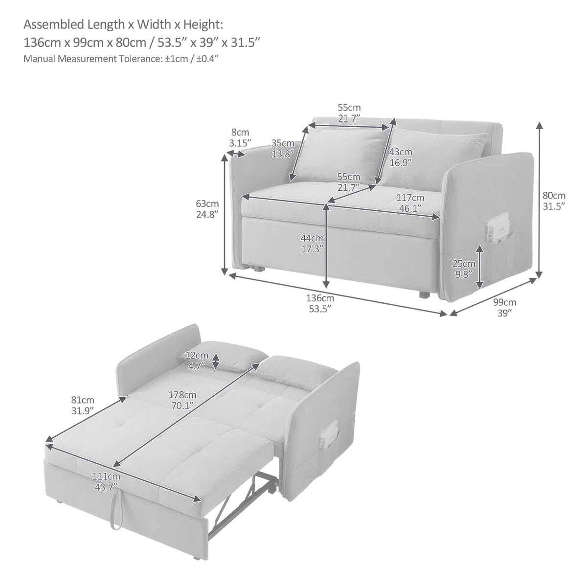 53.59'' Upholstered Reclining Loveseat