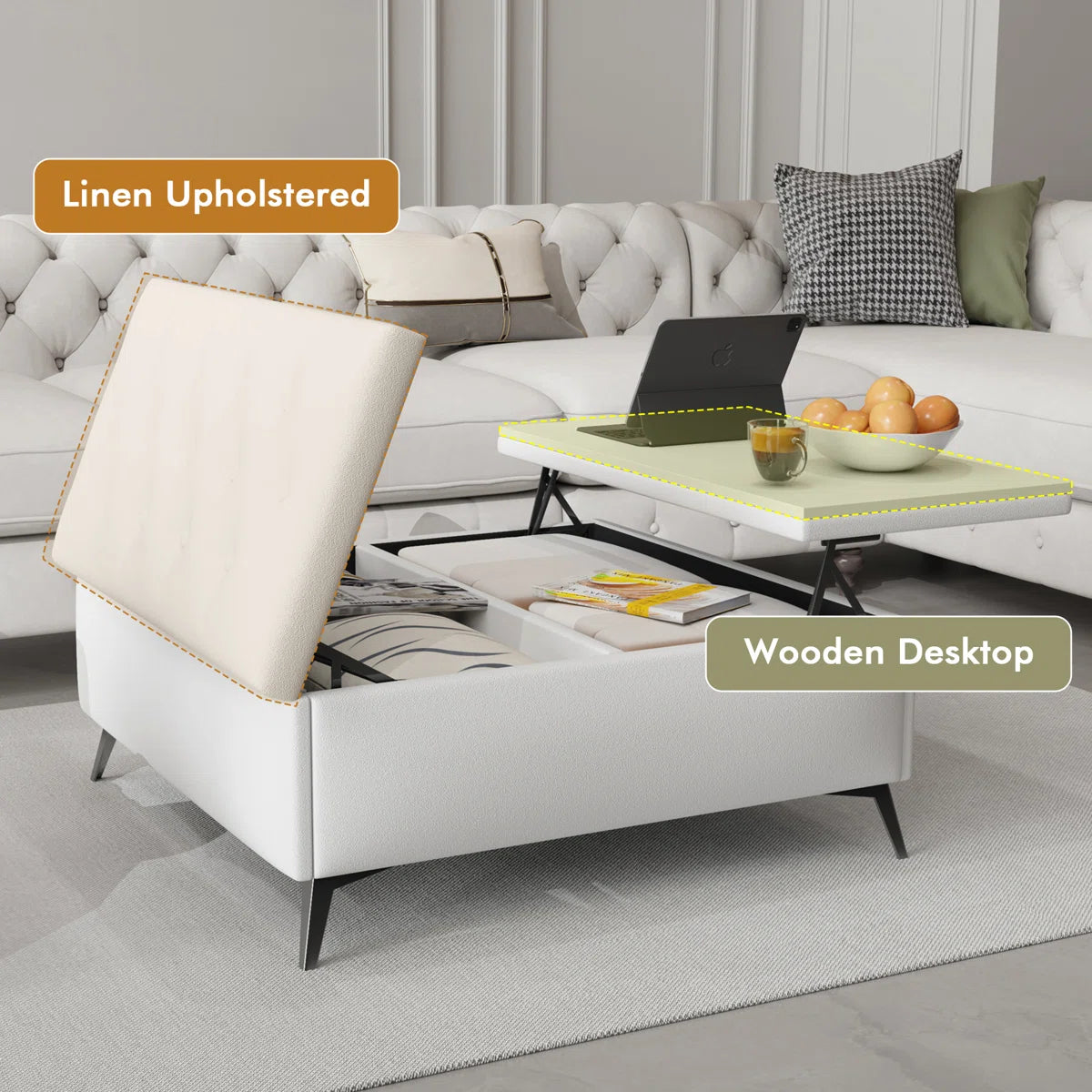 Square Lift Top Coffee Table with Storage