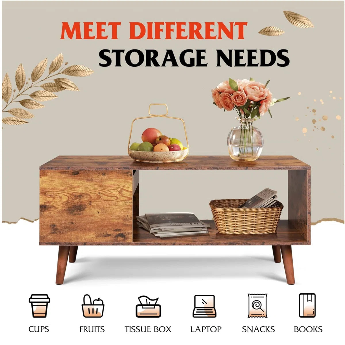 Modern Center Table With Open Storage Shelf