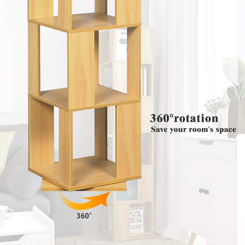 Bookcase 360° Rotating Bookshelf, Floor Standing Storage Rack