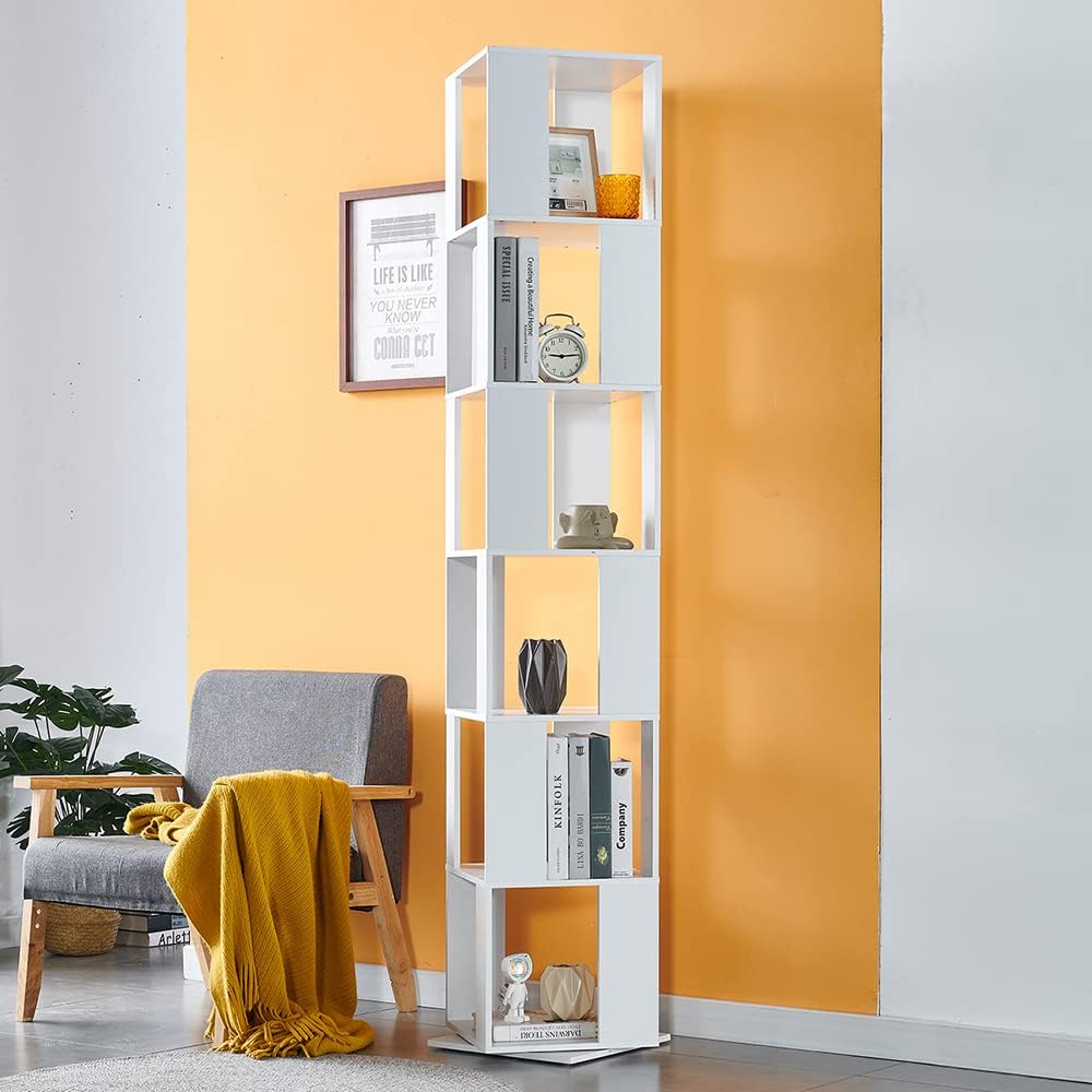 Bookcase 360° Rotating Bookshelf, Floor Standing Storage Rack