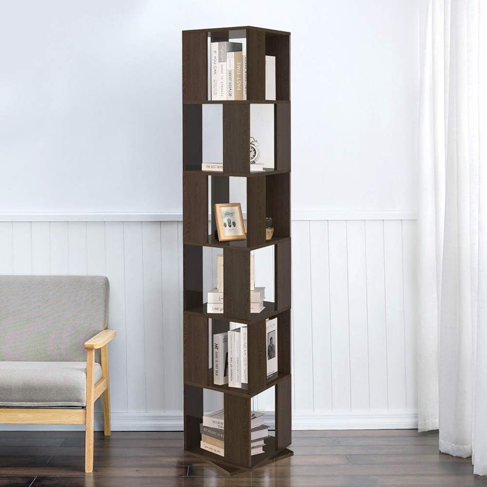 Bookcase 360° Rotating Bookshelf, Floor Standing Storage Rack