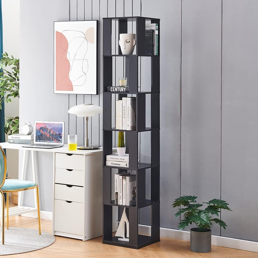 Bookcase 360° Rotating Bookshelf, Floor Standing Storage Rack