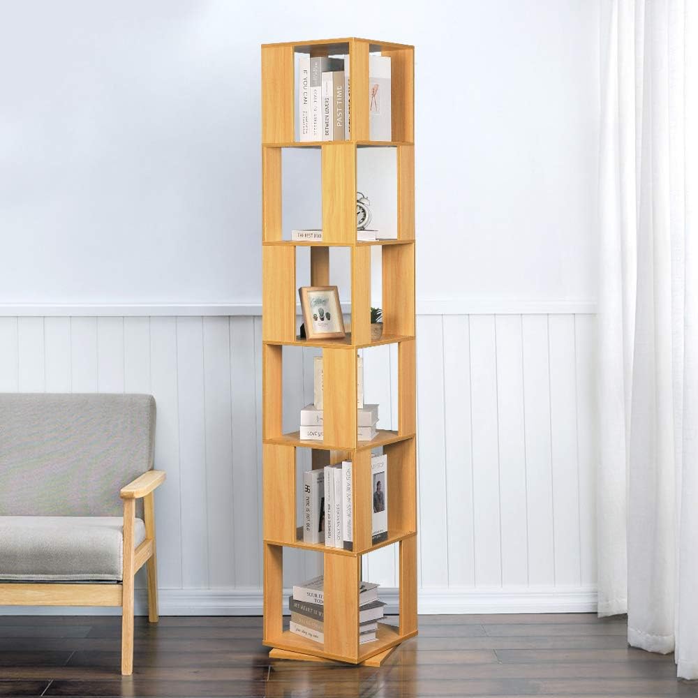 Bookcase 360° Rotating Bookshelf, Floor Standing Storage Rack