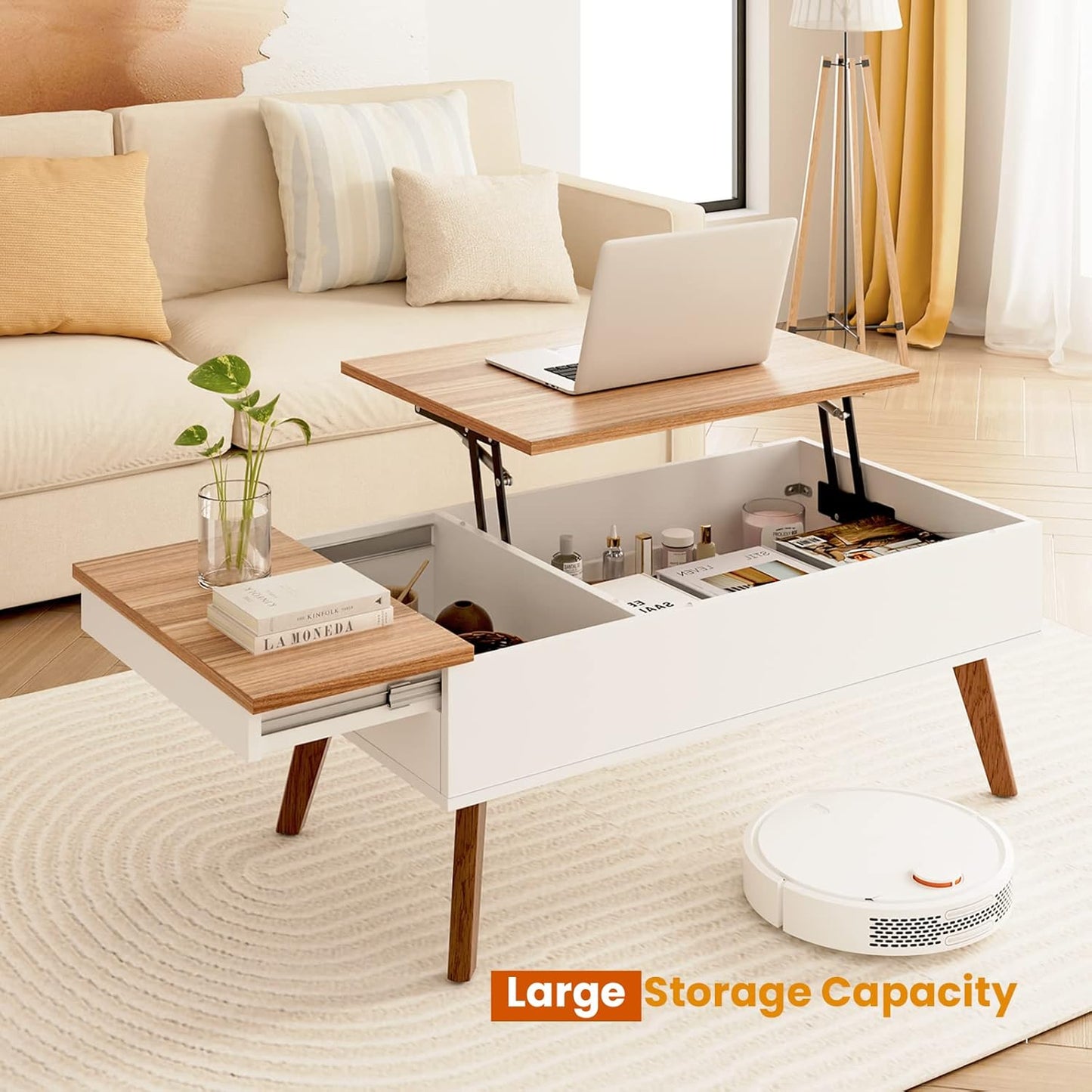 Modern Top Lift Coffee Table With Storage