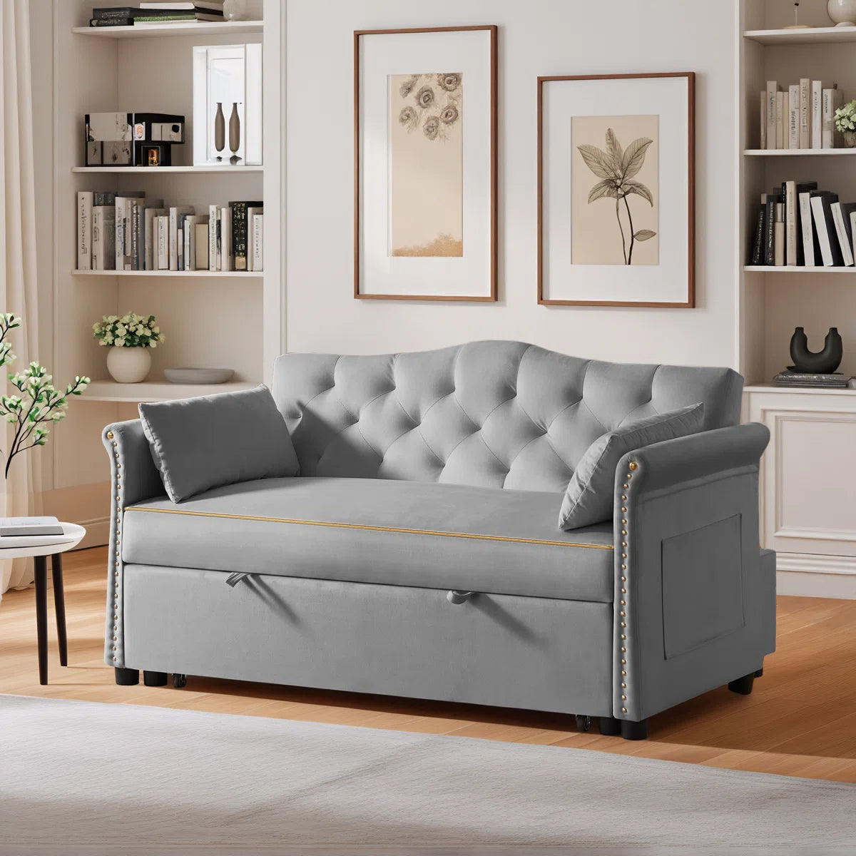 Latitude 57.5" Modern Velvet Sleeper Sofa Bed