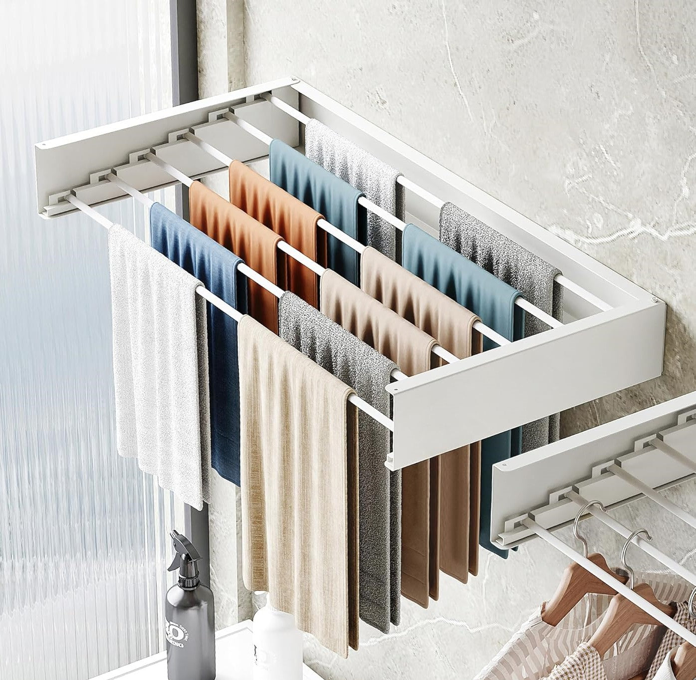 Wall Mounted Foldable Clothes Drying Rack 30.25", Foldable Towel Rack