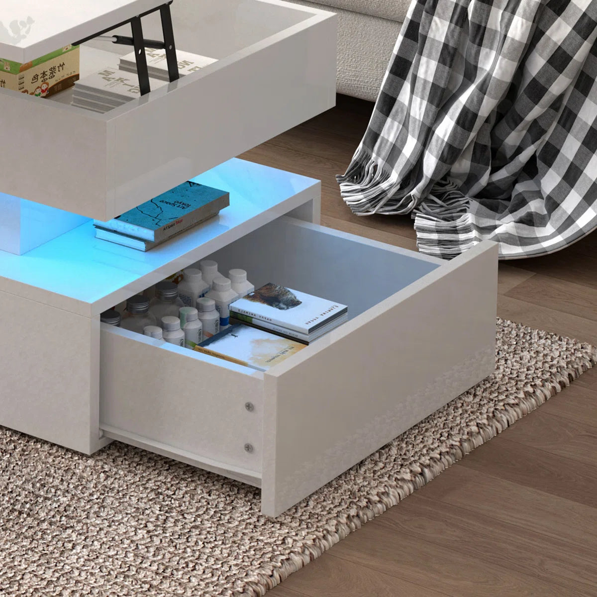 Hadi Coffee Table Lift Top With Drawers