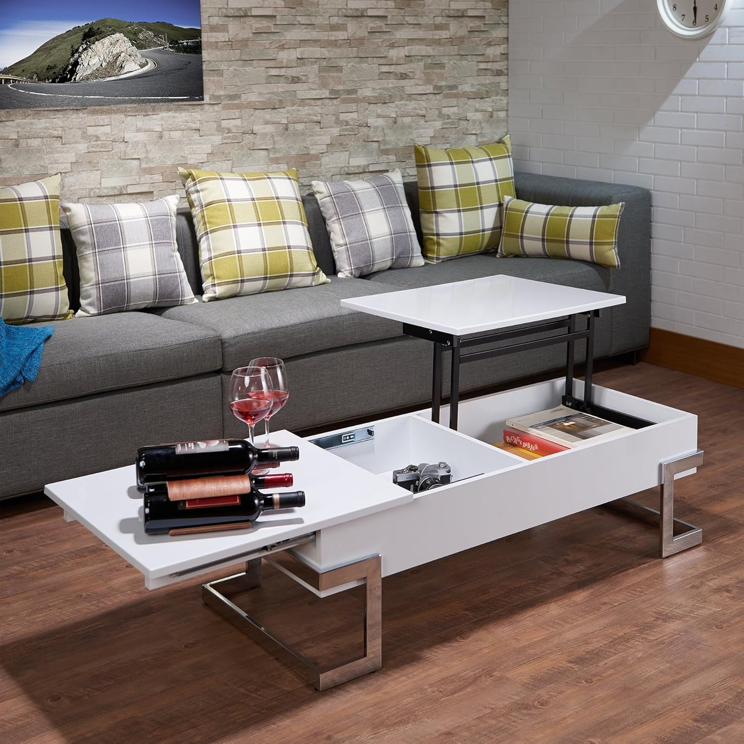 Calnan Rectangular Wooden Lift Top Coffee Table