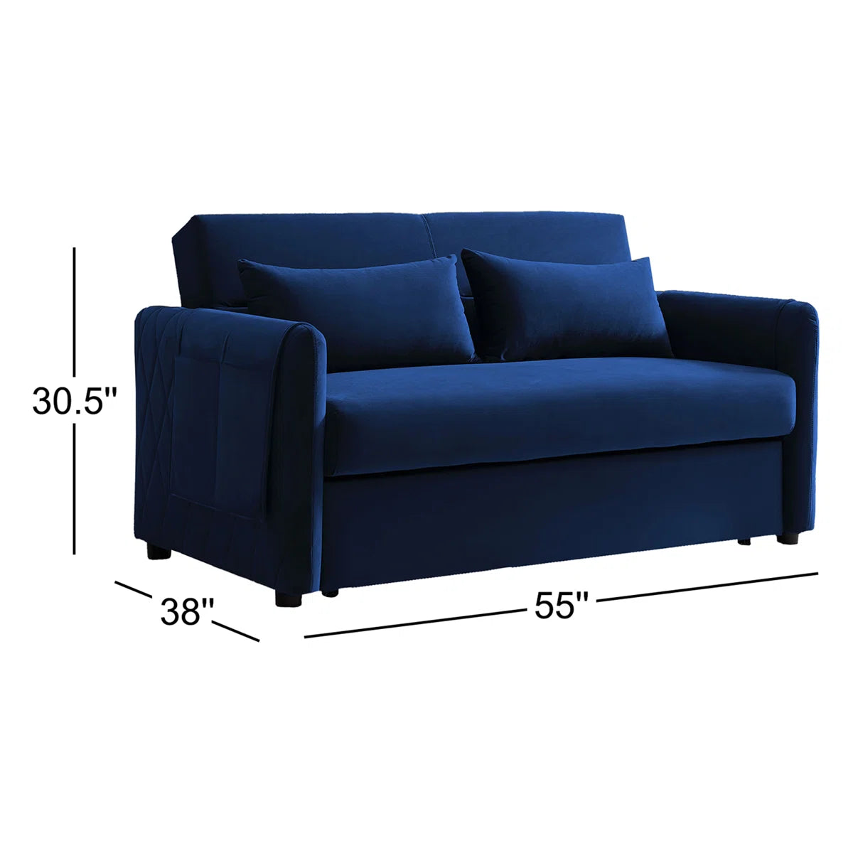 55'' Velvet Reclining Sleeper Sofa Bed