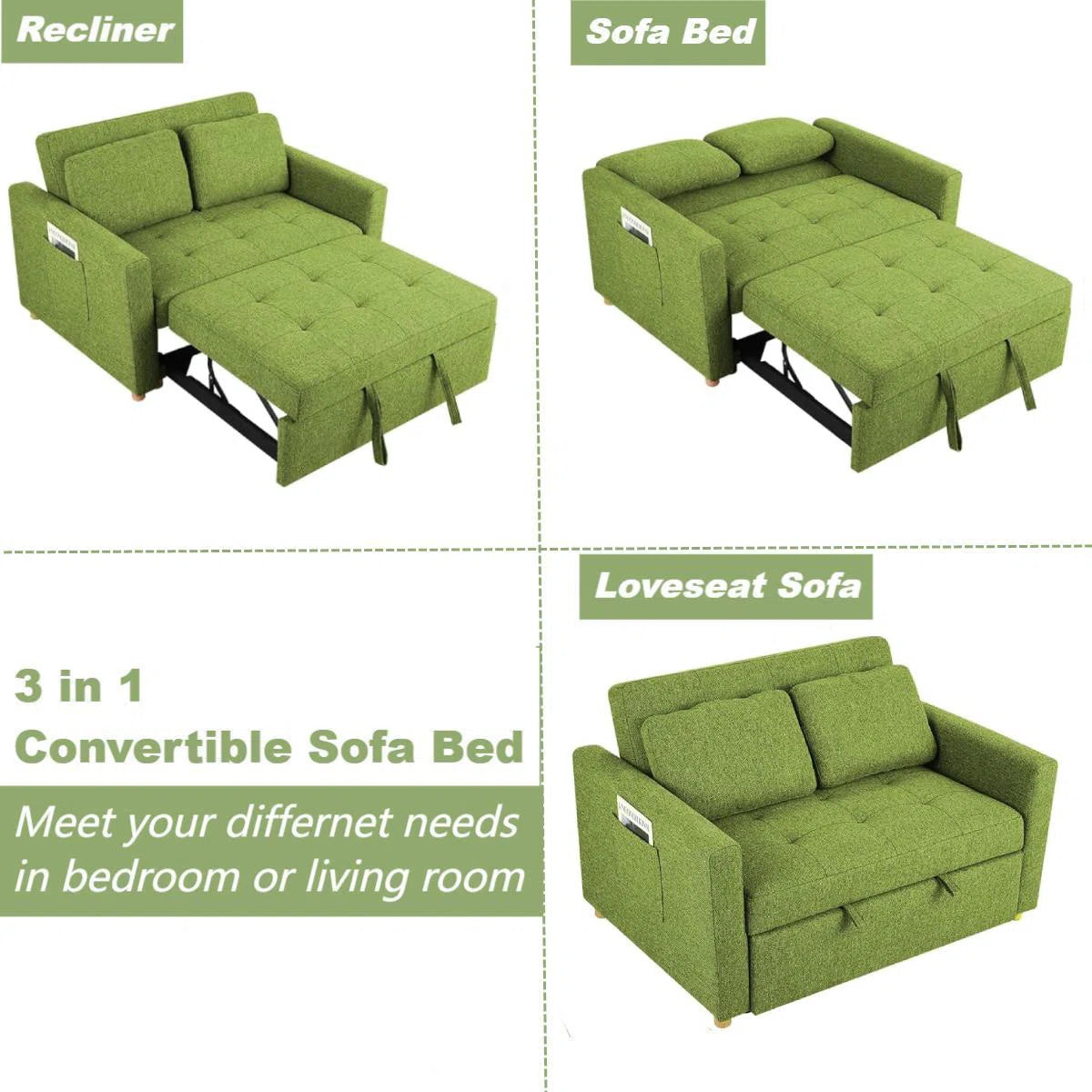 Makayla 38'' Upholstered Reclining Sleeper Sofa
