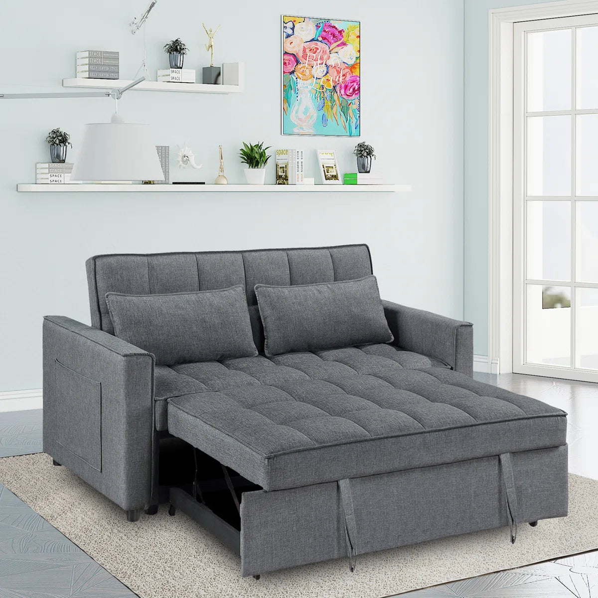 Omorfo 53.2'' Upholstered Convertible Sleeper Sofa