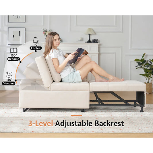 Sofa Bed 3-In-1 Convertible Sleeper And Chair With Adjustable Backrest