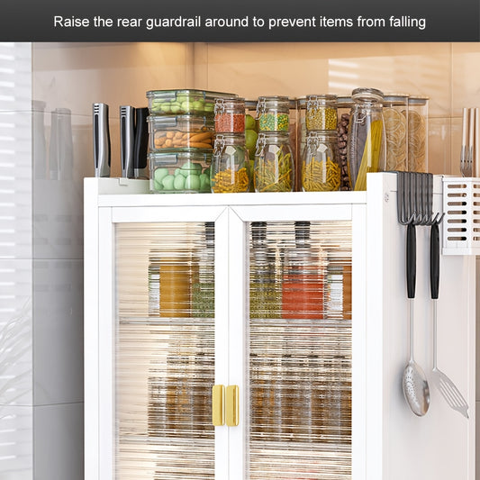 Kitchen Storage Cabinet with Transparent Glass Doors
