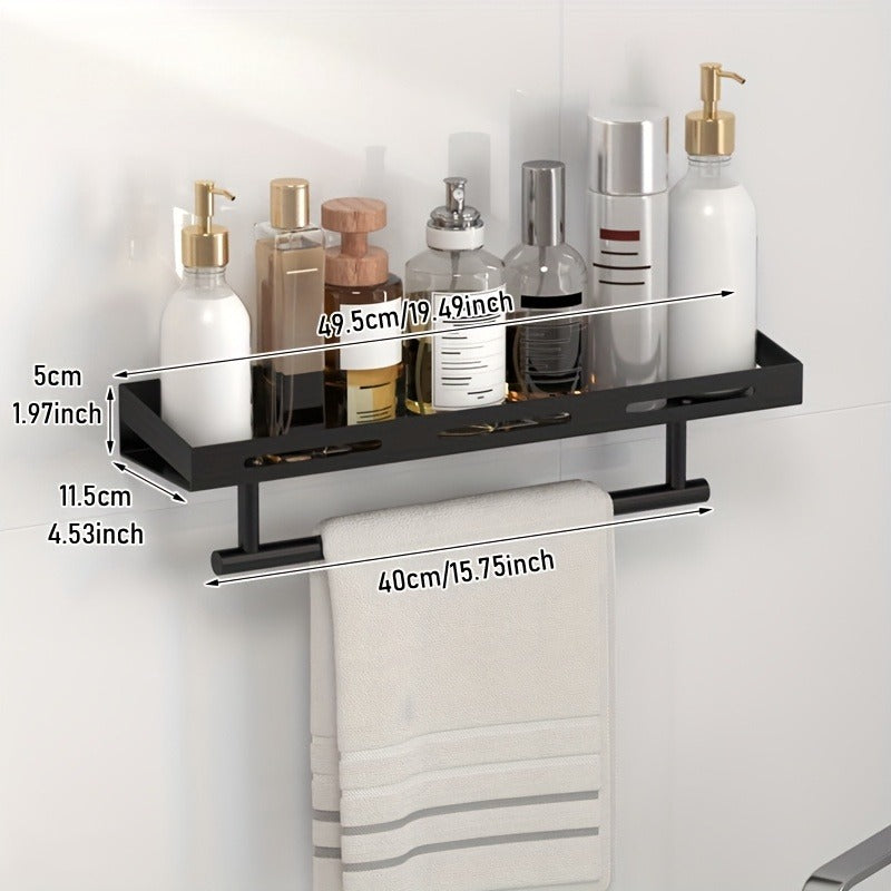 Stainless Steel Multifunctional Wall-Mounted Storage Rack with Towel Bar