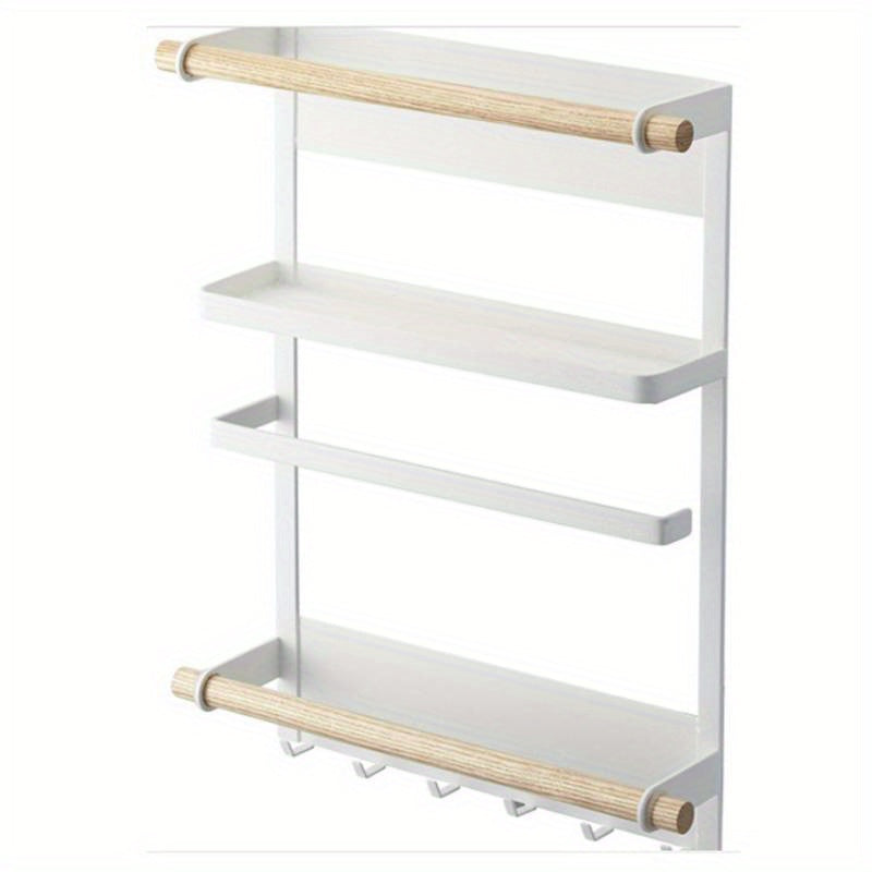 Kitchen Refrigerator Storage Rack, Magnetic Shelf With Paper Towel Holder.