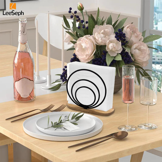Black Rings Napkin Holder