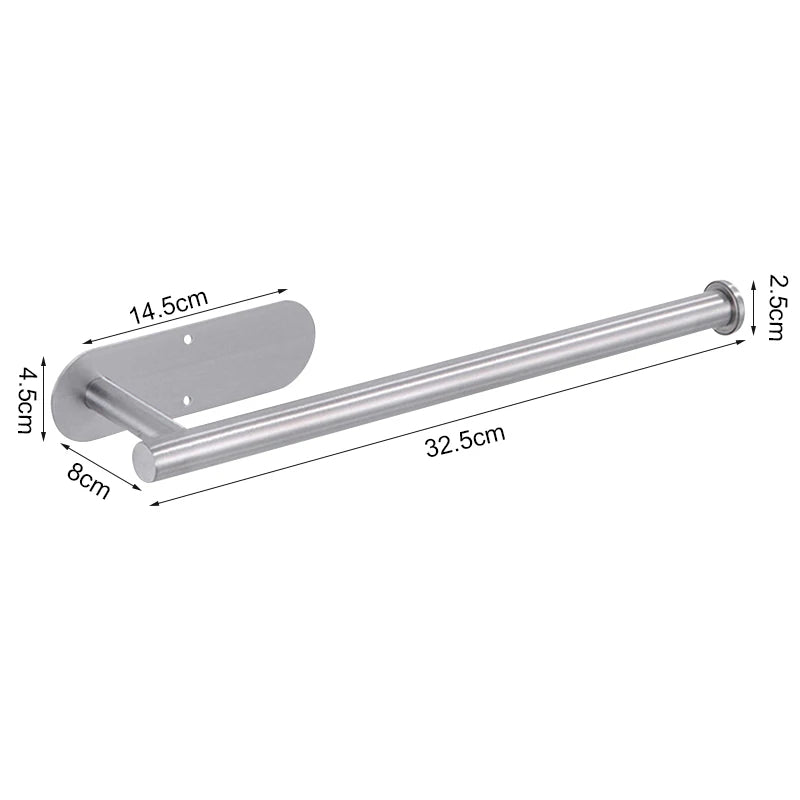 Kitchen Punch-Free Stainless STEEL Wall Mounted Paper Towel Roll Holder