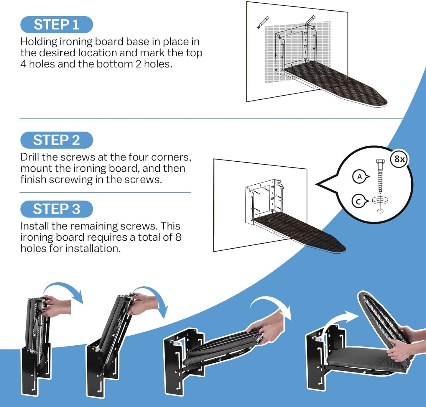 Wall Mounted Foldable Ironing Stand