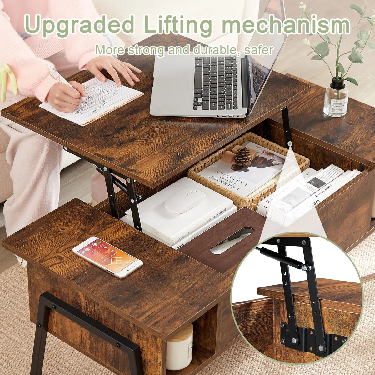 Lift Top Coffee Table With Storage Compartments