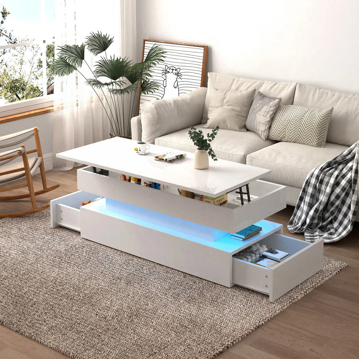 Hadi Coffee Table Lift Top With Drawers