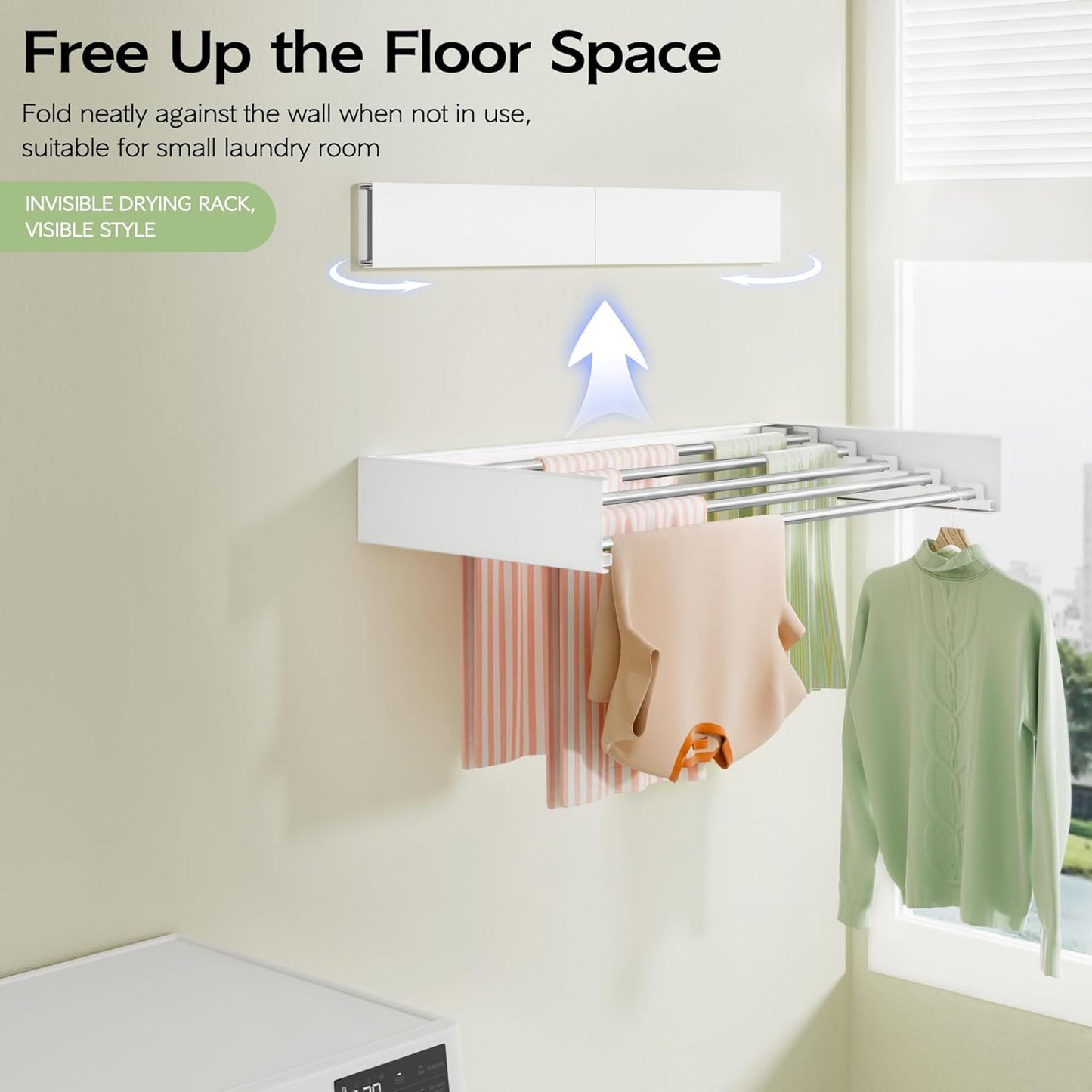 Wall Mounted Foldable Clothes Drying Rack 30.25", Foldable Towel Rack