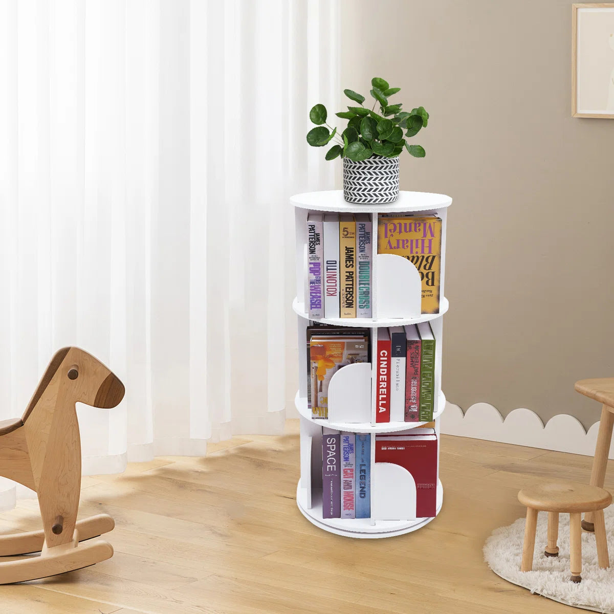 Mencos Round 3 Tier Rotating Corner Bookcase