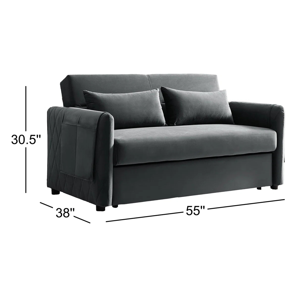 55'' Velvet Reclining Sleeper Sofa
