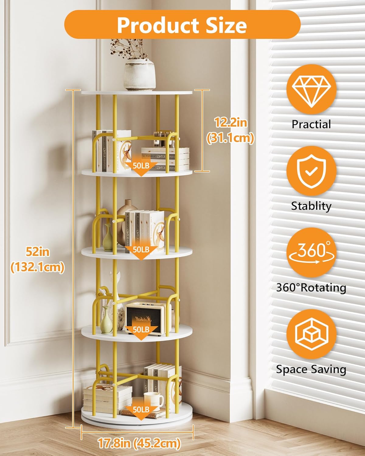 360 Rotate Golden Organizing Rack