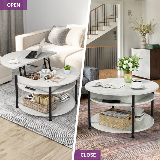 Round Lift Top Coffee Table With Storage