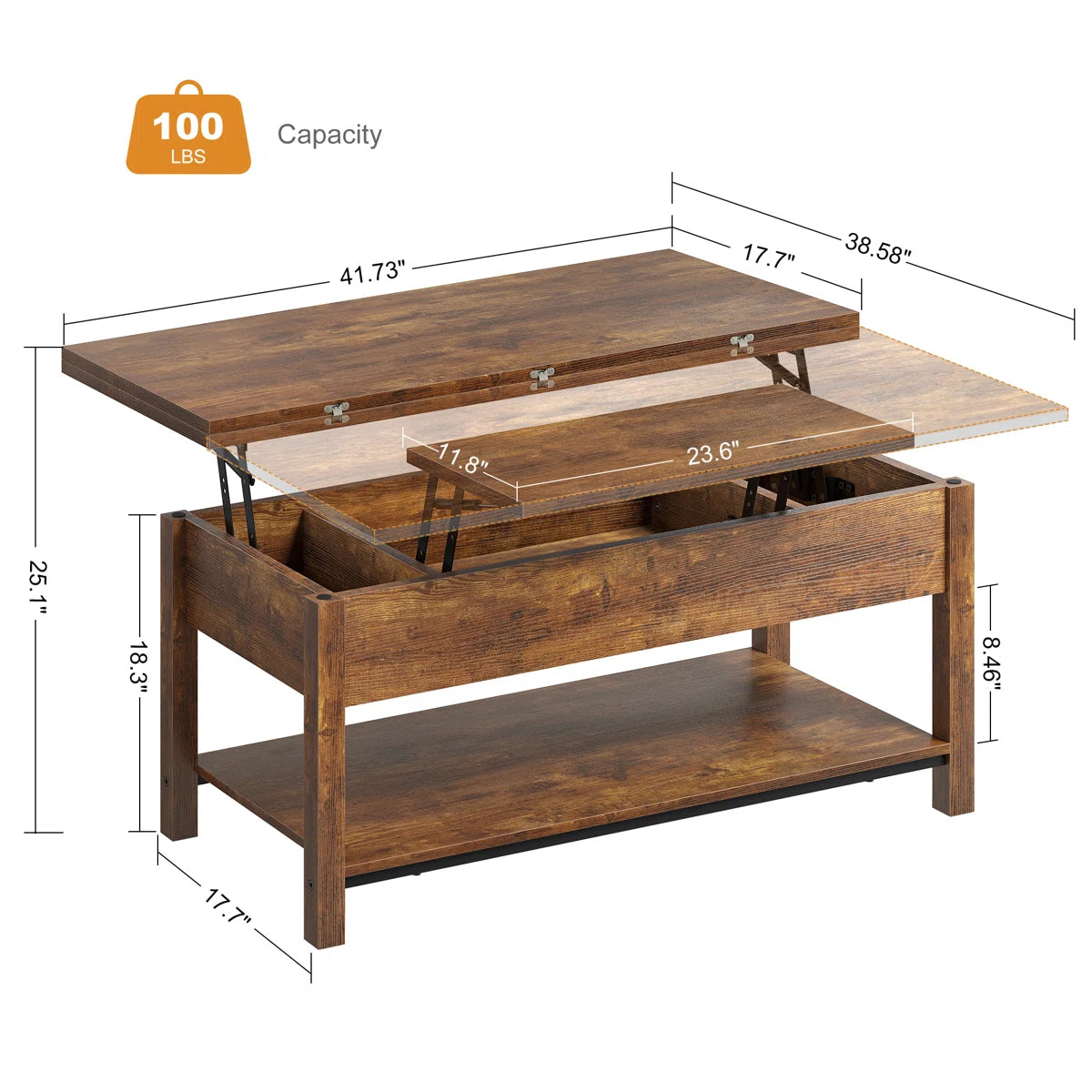 4-in-1 Multi-Function Lift Top Coffee Table