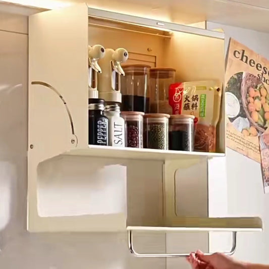 Wall Mount Metal Kitchen Souce and Spice Storage Cabinet Organizer