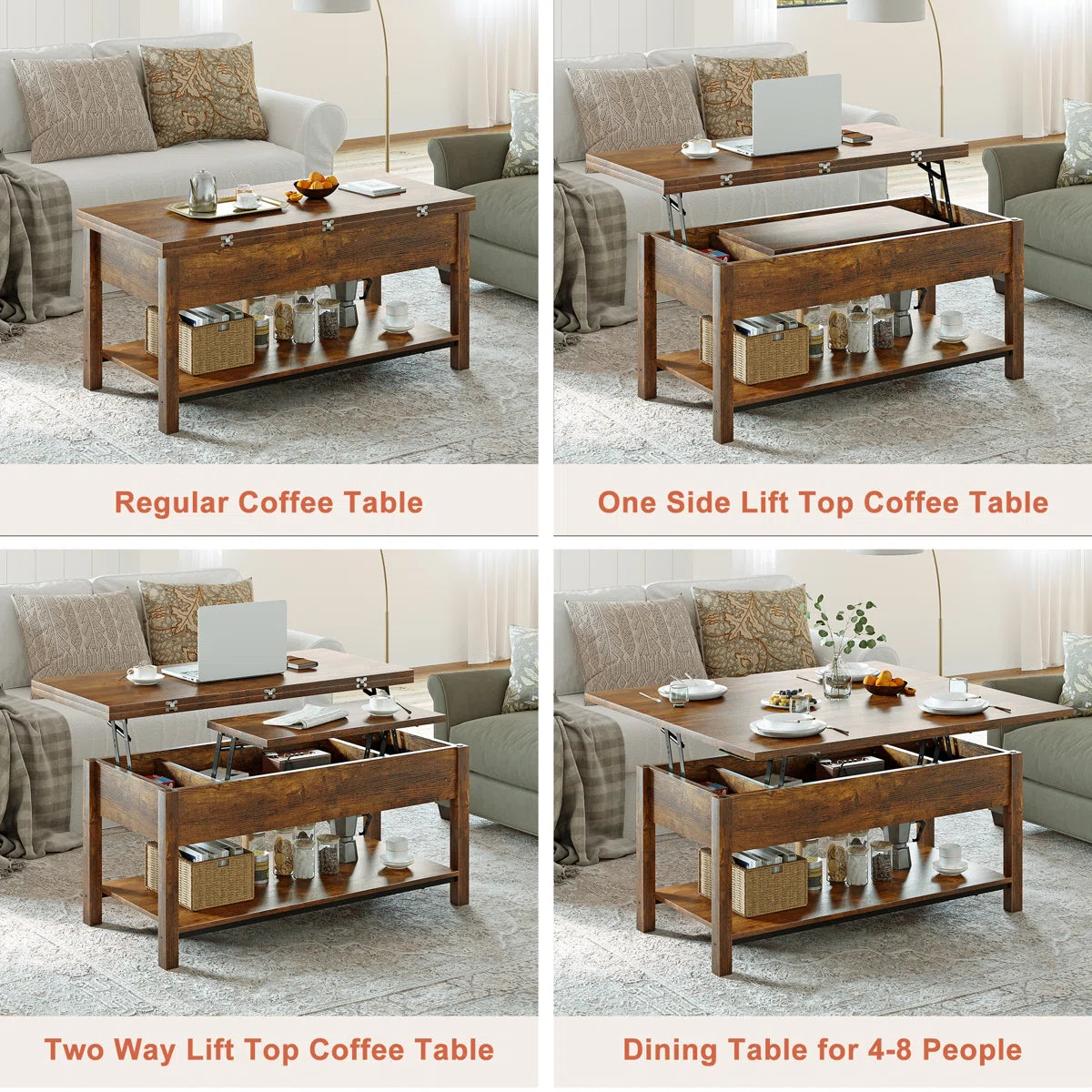 4-in-1 Multi-Function Lift Top Coffee Table