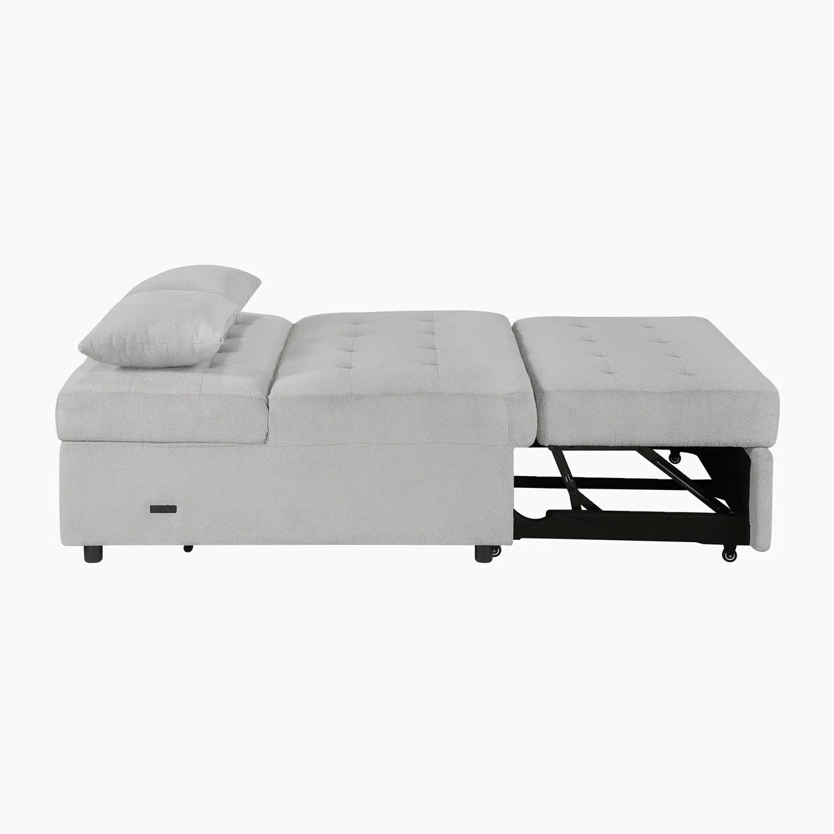 Armless Textured Sofa with Pull-Out Bed