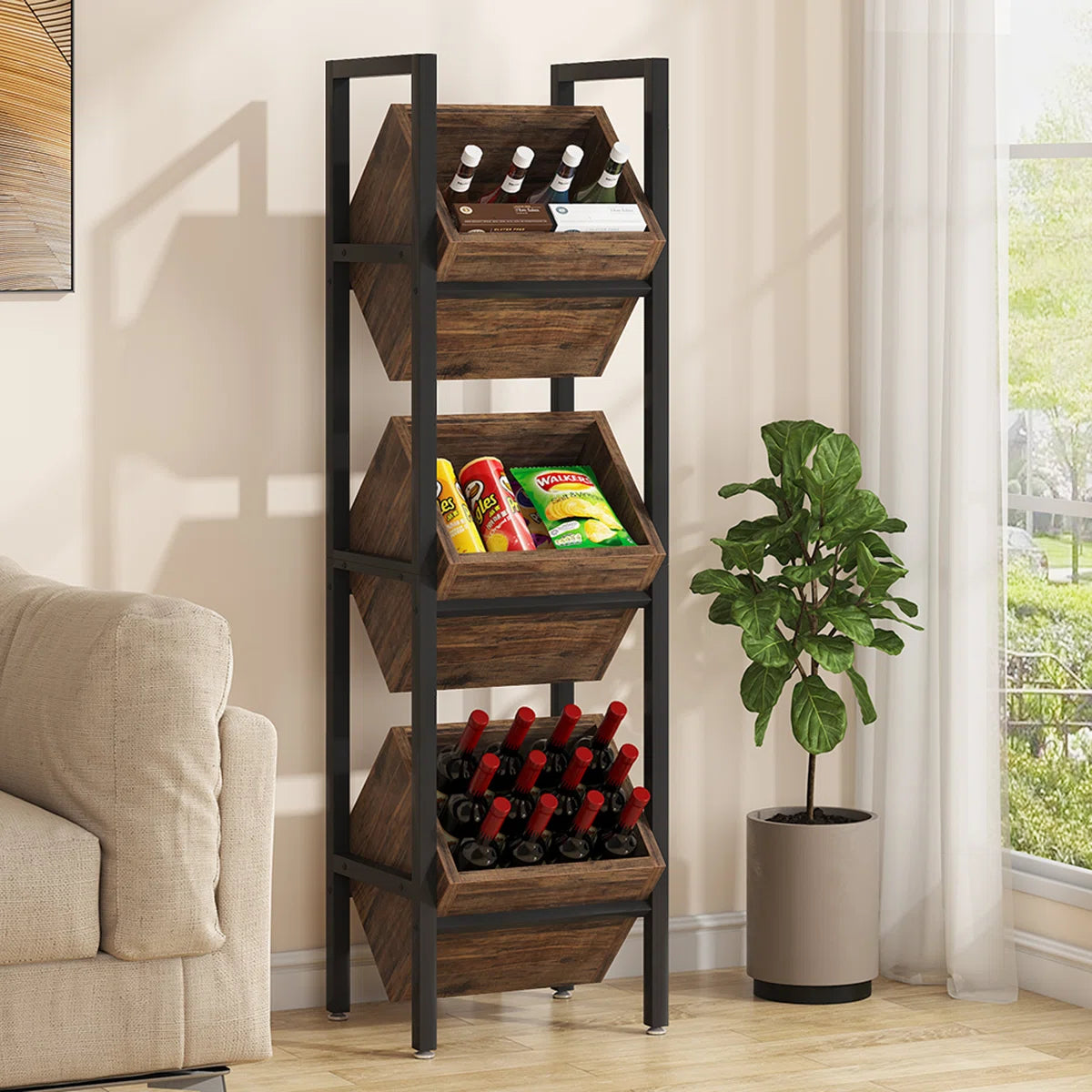 Mitsuko 14.57'' W Metal Storage Rack