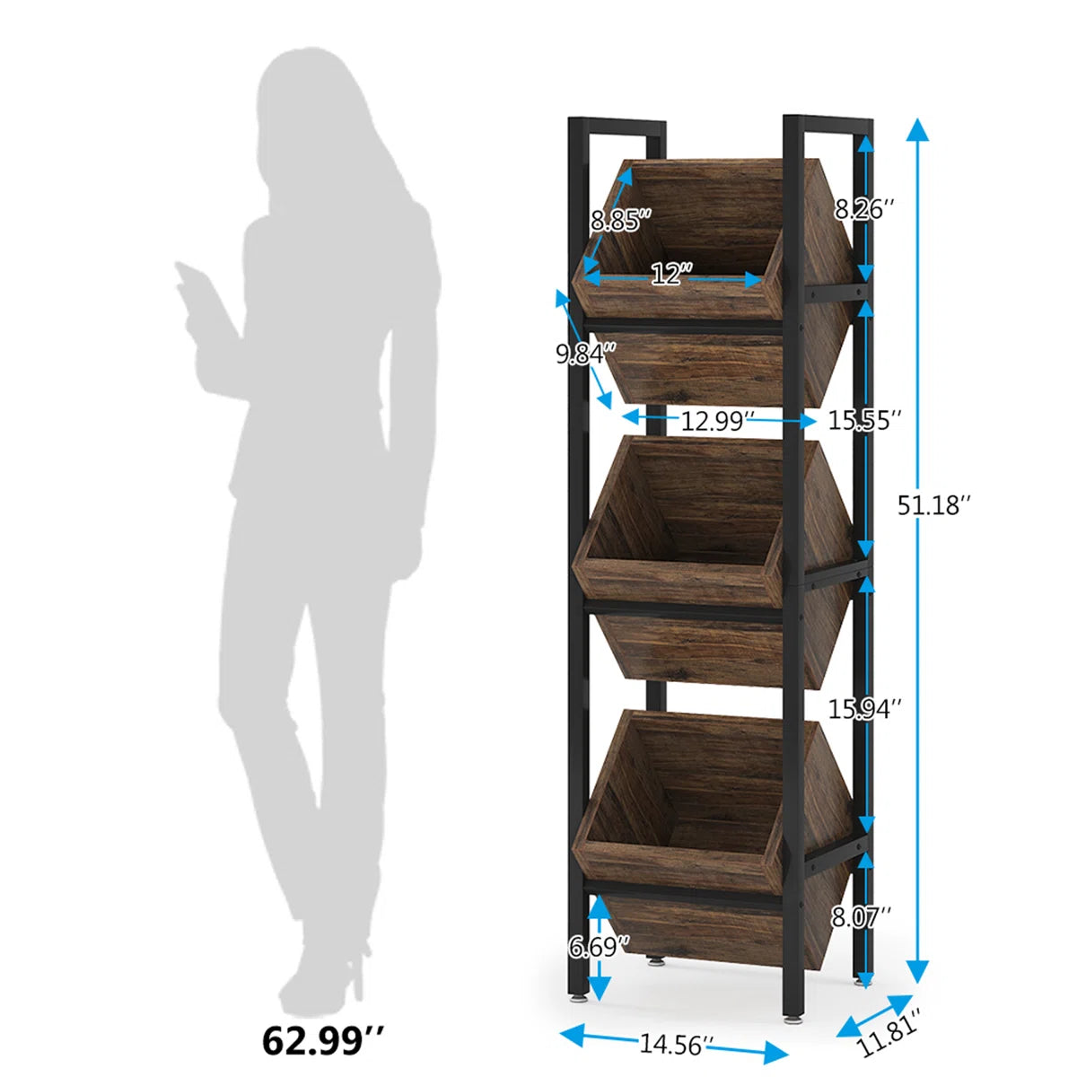 Mitsuko 14.57'' W Metal Storage Rack