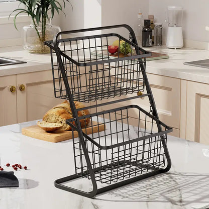 Metal Storage Basket for Kitchen, Bathroom And Home Decoration