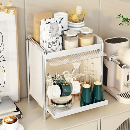 Metal Pull-Out Kitchen Organizer with Sliding Door