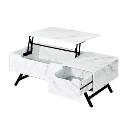 White Faux Marble Grain Coffee Table