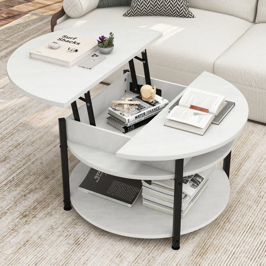 Round Lift Top Coffee Table With Storage