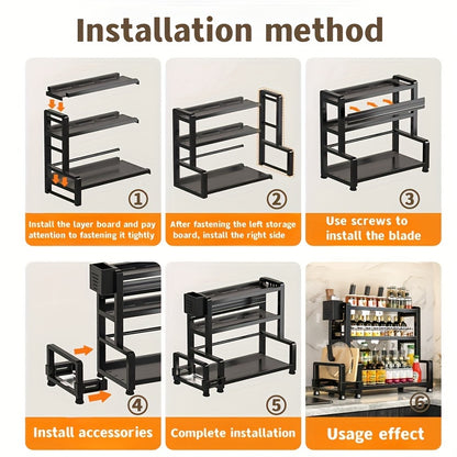 Kitchen Organizer Multi-Tier with Spice Rack, Knife & Utensil Holder
