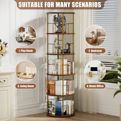 360° Spinning Bookcase Corner Storage Organizer